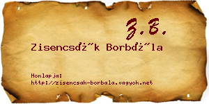 Zisencsák Borbála névjegykártya